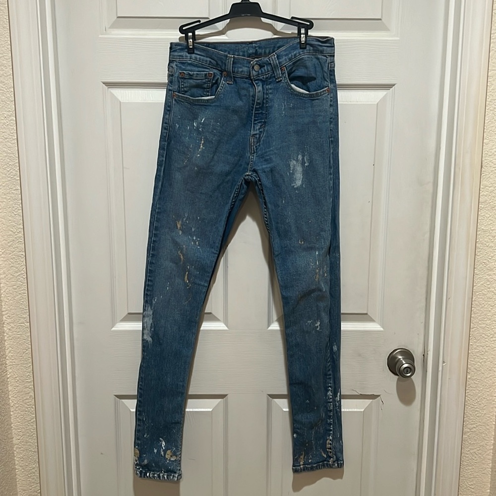 Men’s extra skinny Levi’s jeans 32×34  with paint mark design